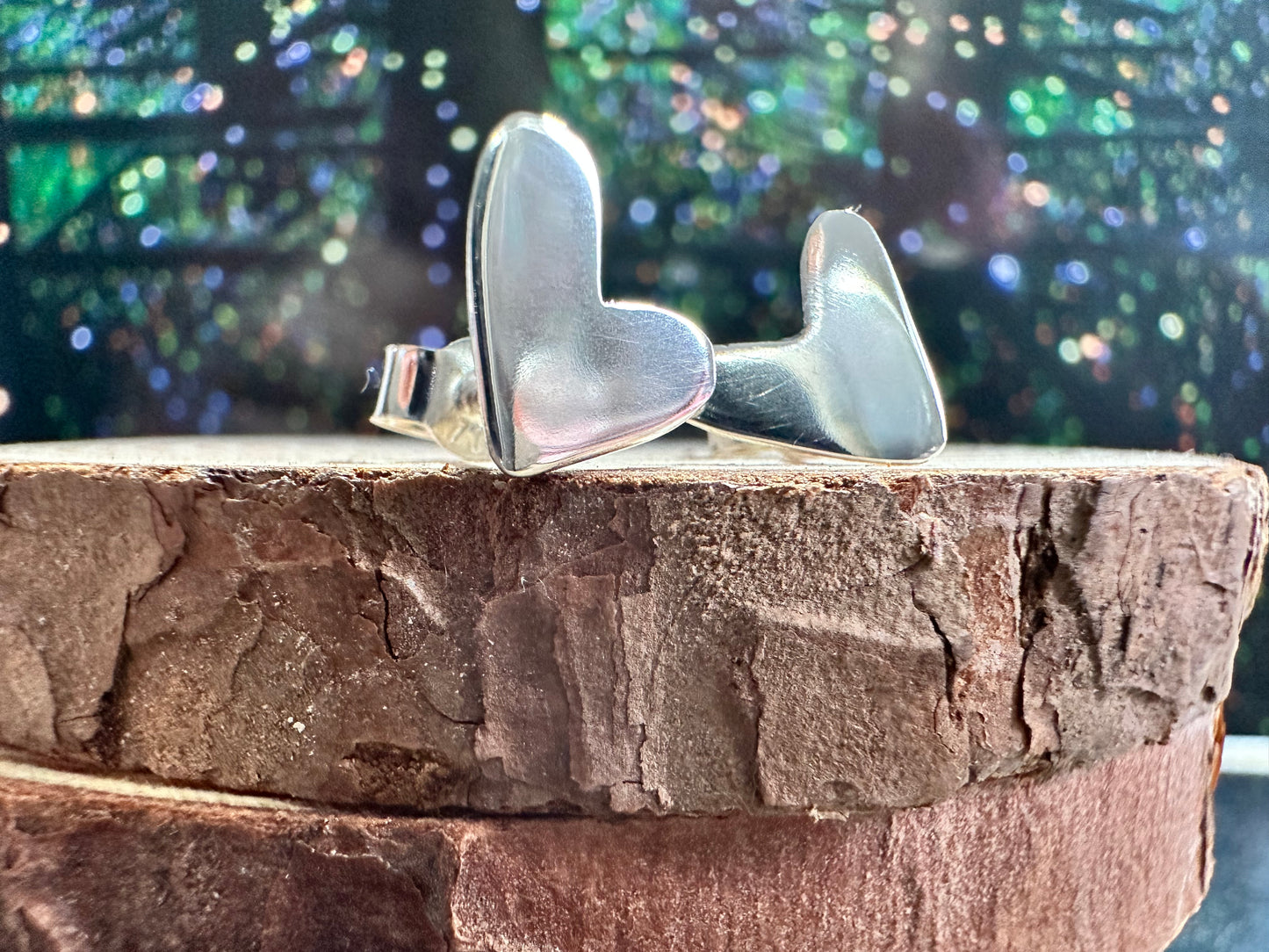 Sterling Silver Stud Earrings - Large Heart