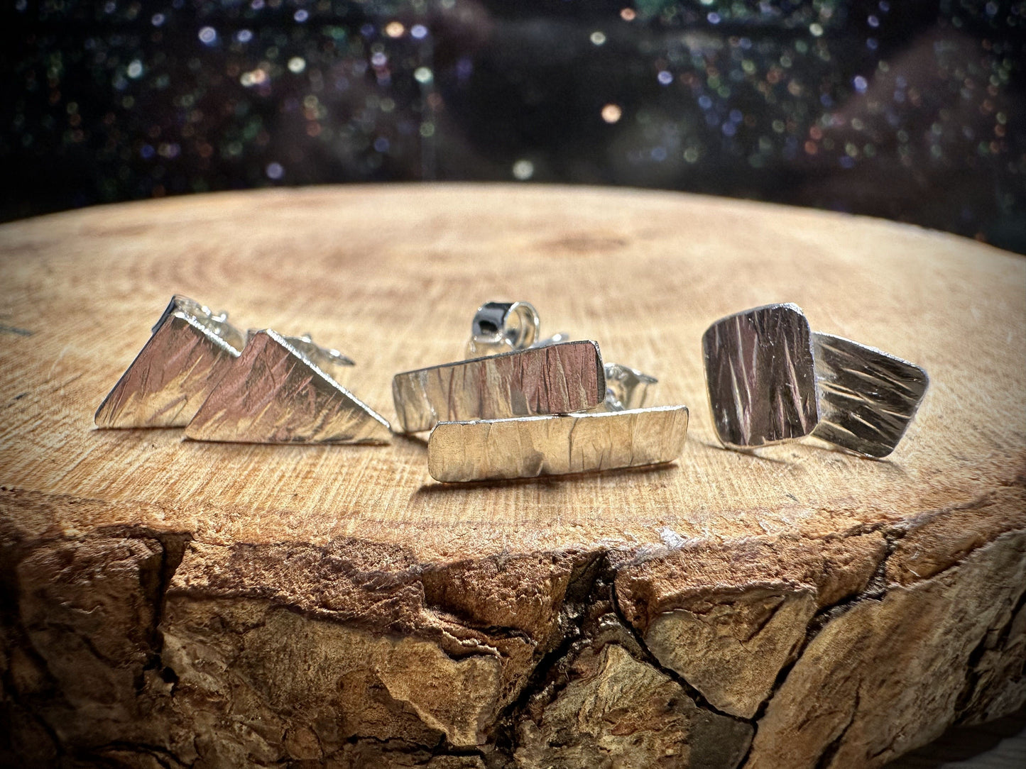 Trio of Sterling Silver Stud Earrings - BARK